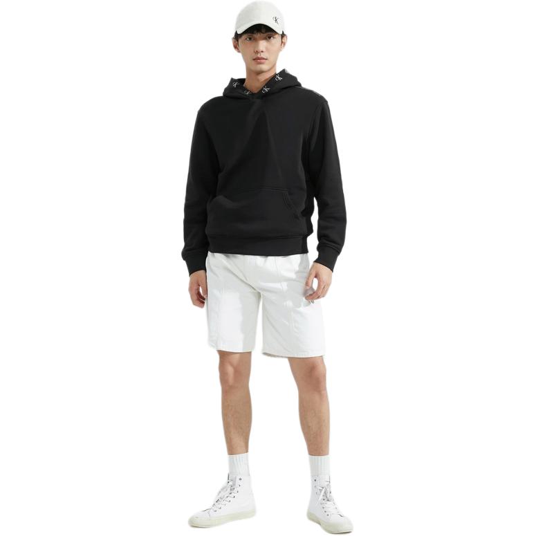Calvin Klein Модная толстовка с капюшоном из флиса с жаккардовым узором и буквами, цвет «космический черный» ZM02448BEH