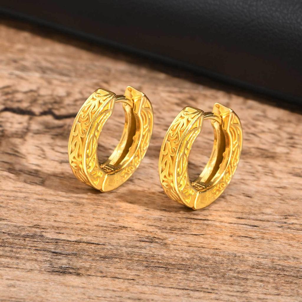 Totem Hoop Earrings for Men Teens,Black Anit Allergy Stainless Steel Huggies Earrings,Rock Punk Ear Zircon