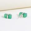 2023 New Unique Handmade Gemstone Earring Natural Green Agate Cute Designs 925 Sterling Silver for Girls Nice Gift