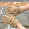 Thick Knitting Mittens Embroidery Blush Bear Winter Hand Protection Girls Gloves Cold Outdoor