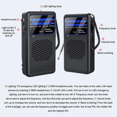 Портативное аварийное радио FM AM SW, транзисторное, со светодиодным фонариком, на батарейках, карманное радио для кемпинга, походов на природе