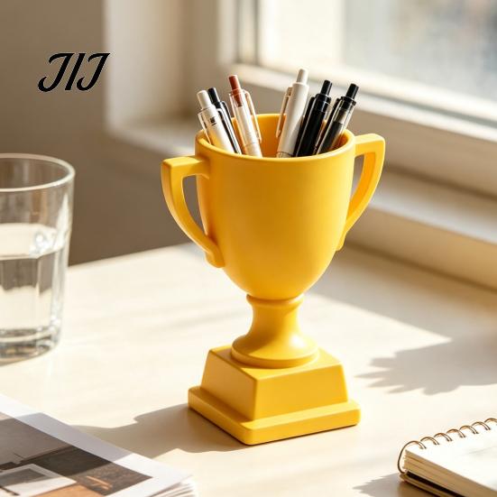 Creative Trophy Pen Holder 3D Printed Holder, Multifunctional Award Shaped Desktop Container, Decorative Desk Decor Organizer for Office Supplies And