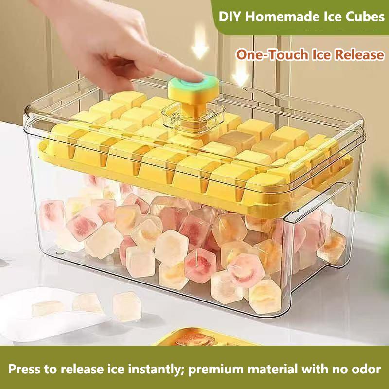 68 Grids Ice Cube Tray With Lid And Storage Box Easy Press Release Ice Mold Reusable Freezer Ice Making Tool 6