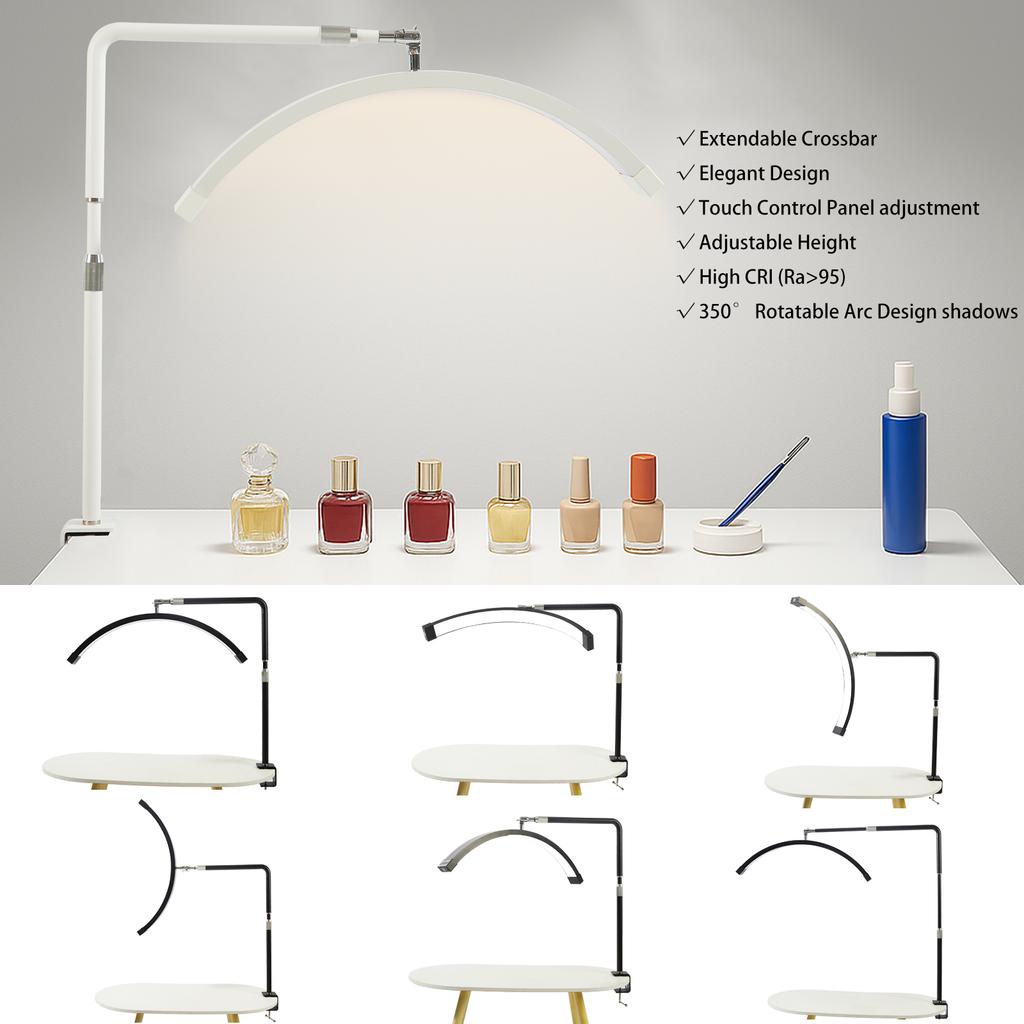 Overseas Spot 25 Inch Half Moon Nail Photography Ring Light UV Led Nail Lamp with Phone Holder Table Lamps for Nail Lash Table