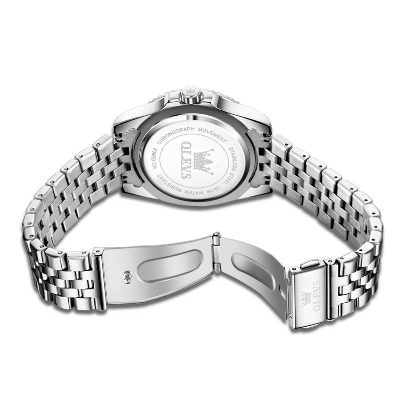 OLEVS Quartz Business Stylish Watch Waterproof Diamond Metal Band Date Luminous Present Watch for Men Red Men's Men's