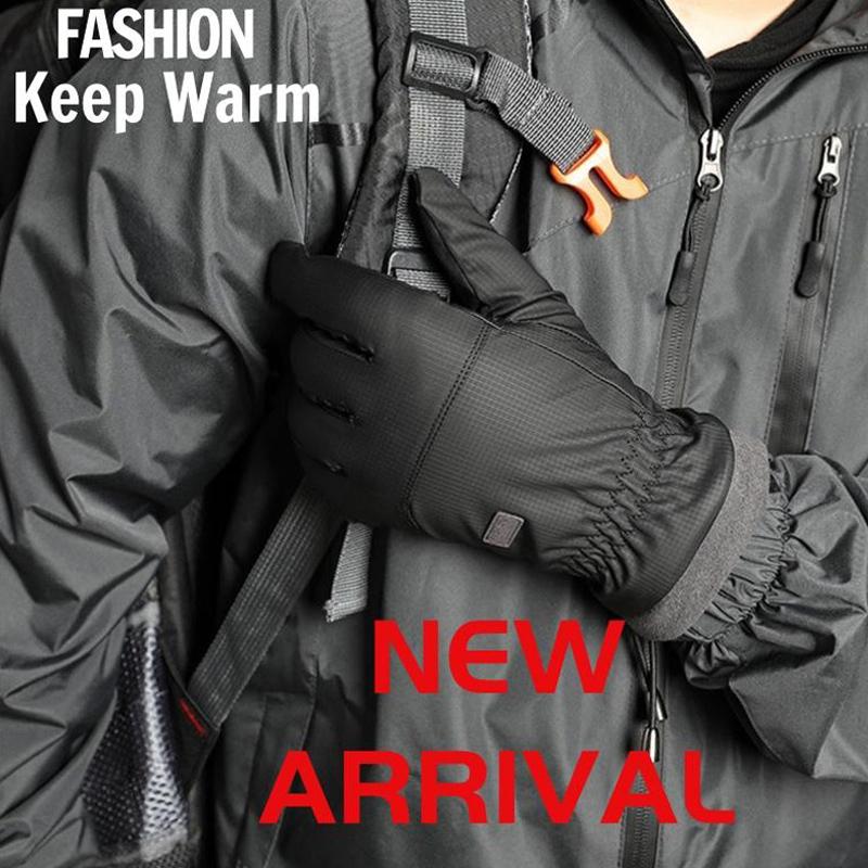 Winter Warmer Men Motorcycl Gloves Windproof Waterproof Touchscreen Internal Plush Anti-Slip Skin-friendly Men Cycling Gloves