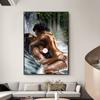 Kissing Lovers Canvas Art Oil Painting Naked Black Couple Poster and Prints Scandinavian Wall Art Modern Home Decorative Picture