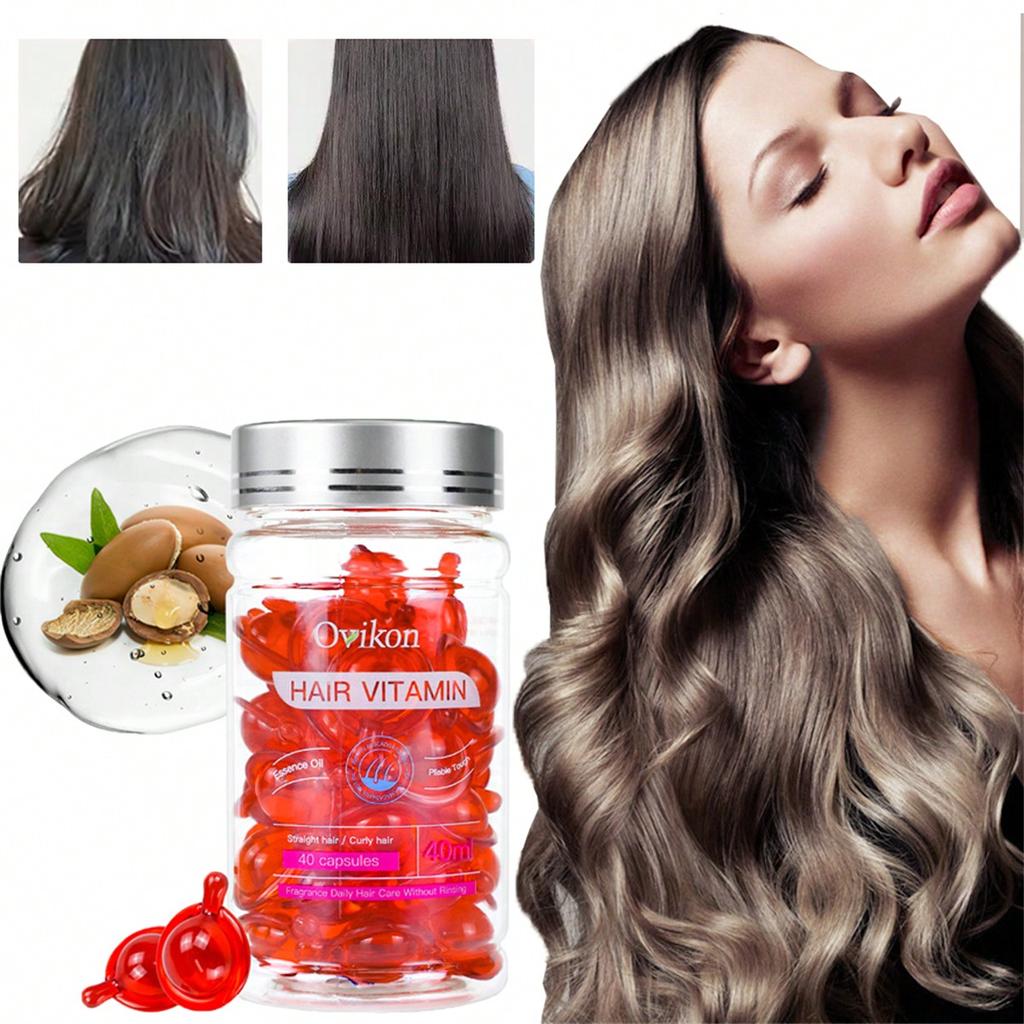 40 Capsules of Vitamin Essential Oil for Men and Women Care Essential Oil To Moisturize and Repair Hair, Enhance Luster and Smooth Hair