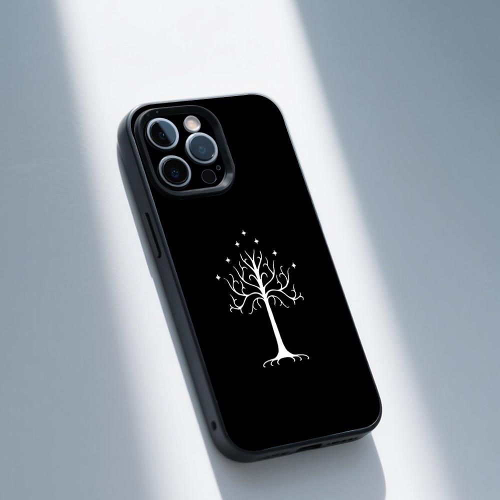 Tree of Gondor Flag Phone Case For iPhone 16,15,14,13,12,11,Pro,Max,Plus,X,XS,XR,SE,8,7,Mini,Soft Silicone Black Case