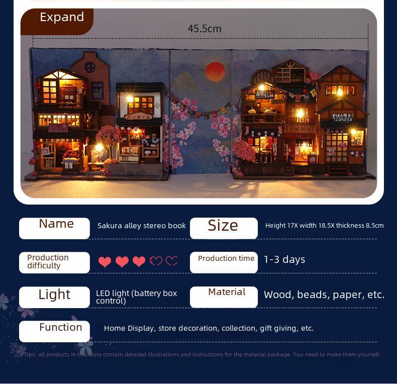 Tianyu Handmade Japanese House Model, TC25: DIY Creative Book Stand Gift for New Year or Tanabata