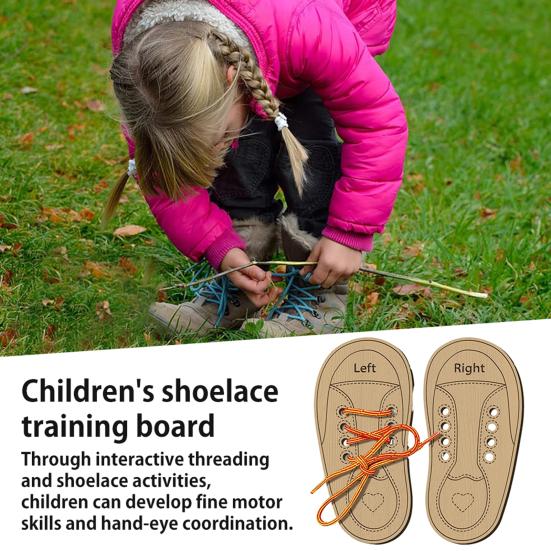 Доска для практики завязывания шнурков Деревянные плоские кроссовки Дошкольное развивающее устройство для шнуровки обуви для детей Раннее развитие Шнуровка обуви