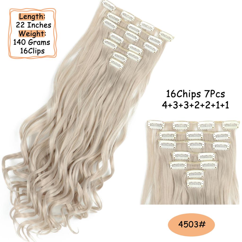 Synthetic Wavy Clip In Hair Extensions Clip In Hair Extensions For Women Full Head Thick Soft Clip In Hairpieces Daily Party