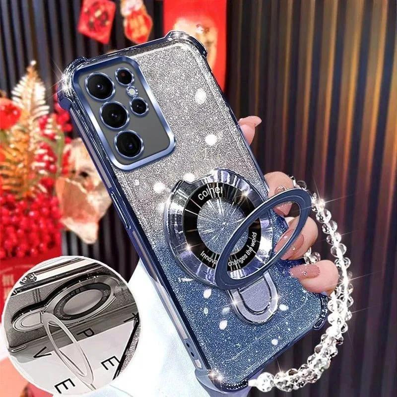 Для Xiaomi 15T Xiomi 17 Pro Max 13T 14T Pro 15 Ultra Противоударный чехол для телефона Блестящий Магнитный держатель-подставка Браслет Мягкая крышка