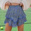 Women Cake Skirt High Waisted Double-Layered Ruffle Bohemian Mini Skirt with Elastic