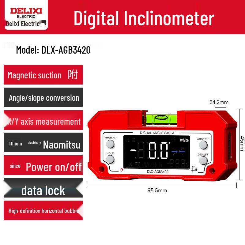 Delixi High-Precision Digital Laser Inclinometer with Magnetic Slope Measurement