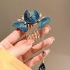 Blue Butterfly Tassels Insert Comb Clip Vintage Elegant Women Girls Ponytail Hair Clip Flower Leaf Tassel Hairpin Styling Tools