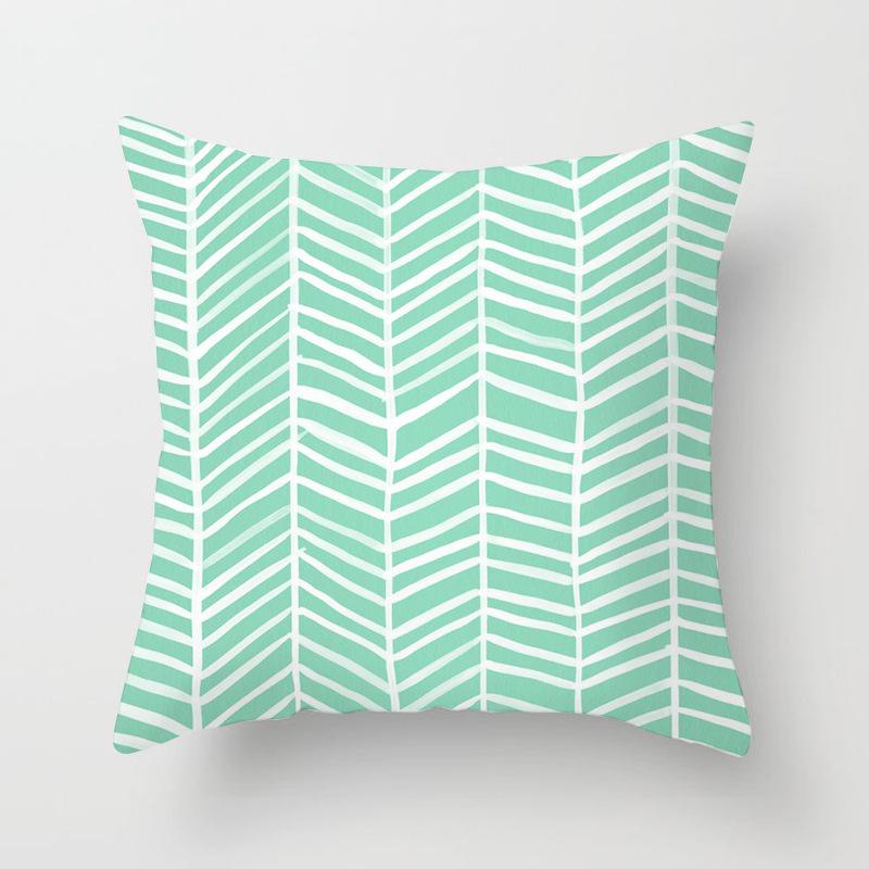 Новая подушка для дивана, наволочка с геометрическим рисунком, мятно-зеленый, синий, полосатый чехол, современный скандинавский диван-кровать, декоративная наволочка