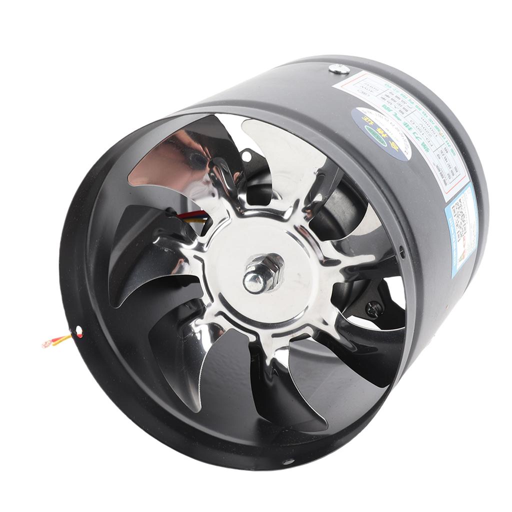 Канальный вентилятор Мощная вентиляция Металлический Высокоскоростной Двигатель с медной обмоткой Круглый Вытяжной вентилятор для ванной комнаты, кухни, подвала Черный