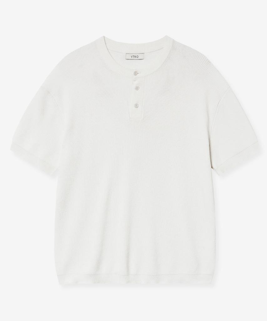 VTWO Washable Henley Neck Half Knit (Ivory)