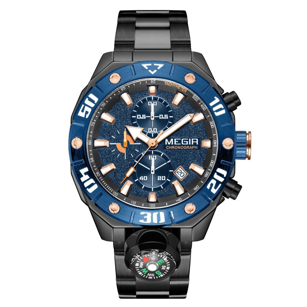 Новые водонепроницаемые мужские многофункциональные часы с хронографом и компасом для занятий спортом на открытом воздухе