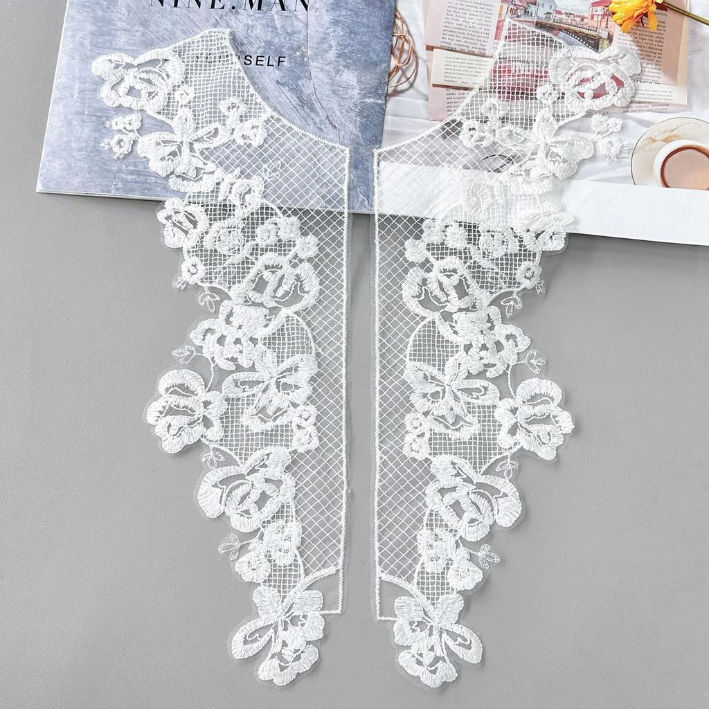 Аппликация на воротник свадебного платья, Аксессуары для одежды, Аксессуары, Белая вышитая сетка, Кружевная наклейка из кружевной ткани