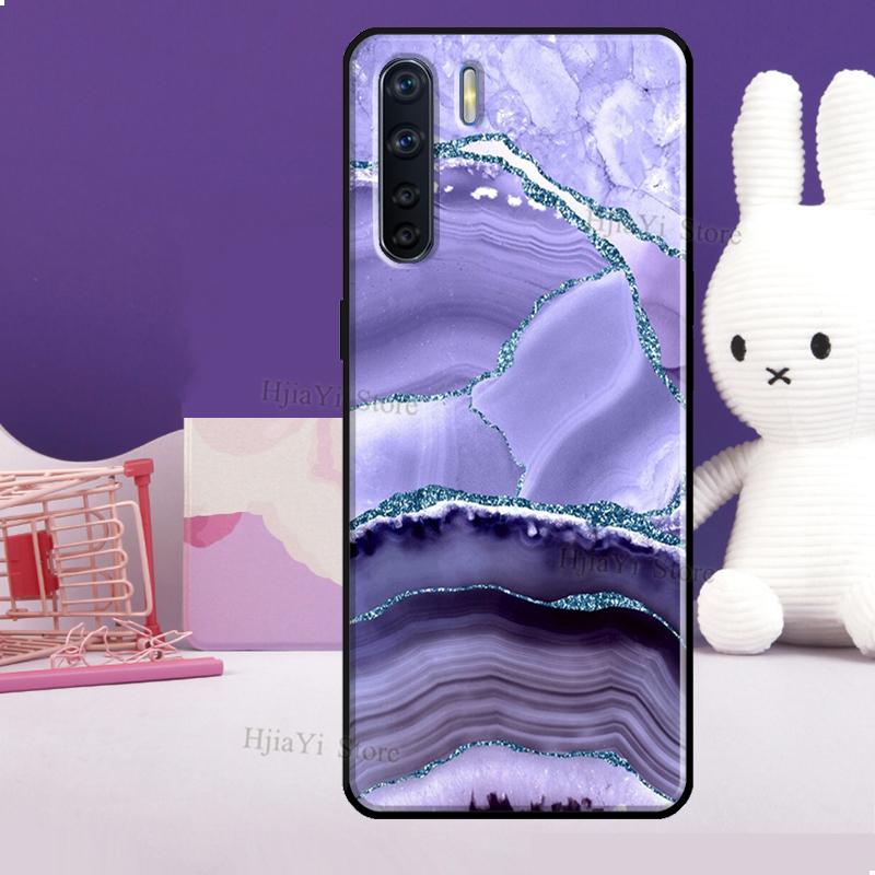 Teal Blue Gold Agate Marble Case For OPPO Reno 5 Lite 2Z 2F A5 A9 A53 A53S 2020 A52 A72 A1K A15 A83 A94 A74 A54 Coque