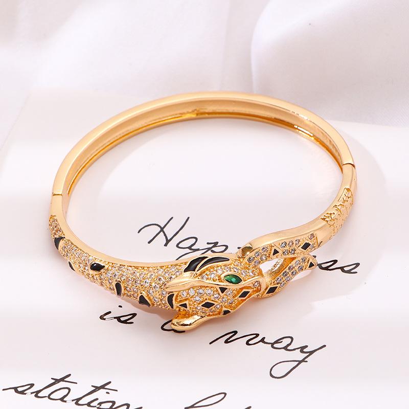 Новый европейский и американский персонализированный хип-хоп браслет с микроинкрустацией цирконами в виде головы леопарда, сохраняющий цвет, модный