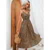 Fashion Leopard Print Suspender Dress Women Summer V Neck Elegant Loose High Waist Casual Midi Dresses Female Simple Women's Clothing