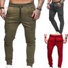 (M-4XL) Solid Color Drawstring Elastic Waist Sport Pleated Pants Trousers Male Jumpsuit Leggings for Men