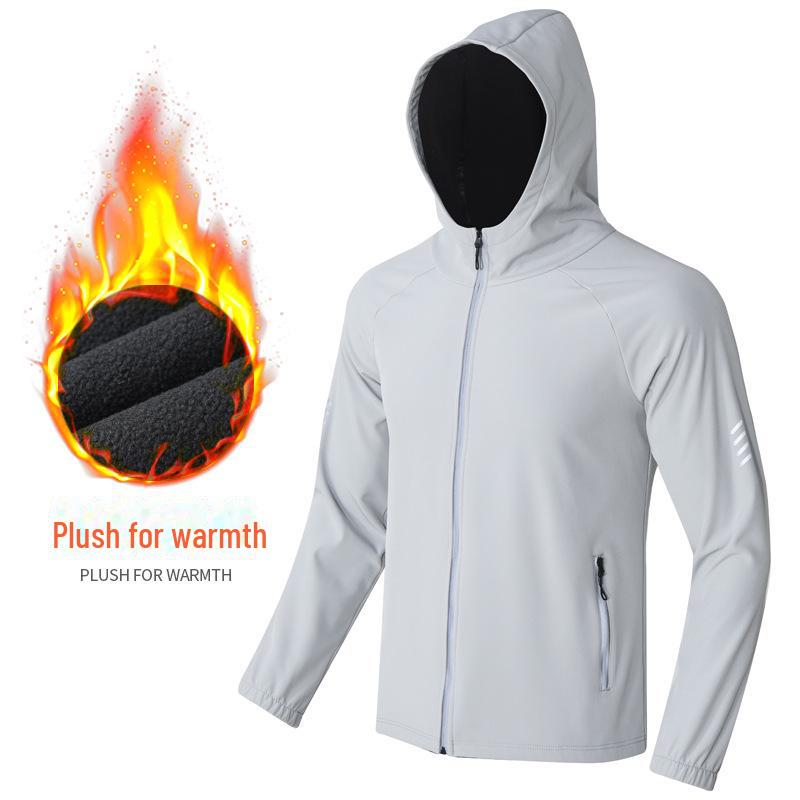 Зимняя ветрозащитная куртка унисекс из бархата со светоотражающей молнией для езды на велосипеде, бега и активного отдыха.