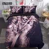 Skull Duvet Cover Golden Crown Bedding Set,3D Printed Halloween Skull with Two Beauty Quilt Cover Set,Crown Comforter Cover