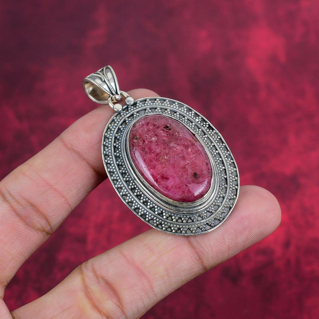 Rhodonite Pendant Jewelry, 925 Sterling Silver Jewelry Gemstone Pendant, Gift For Her Handmade Dainty Jewelry