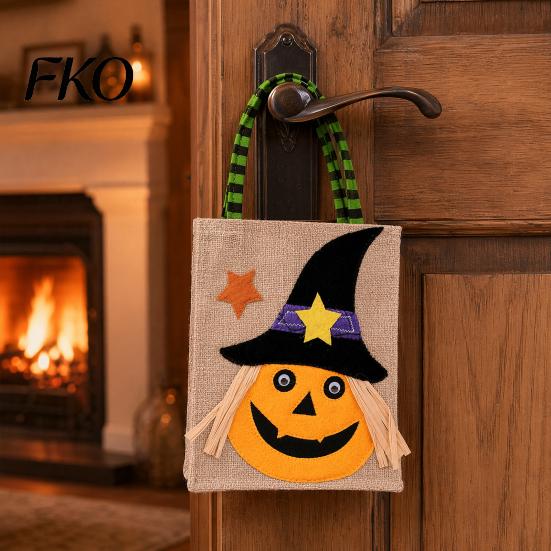 Halloween Gift Bags for Children Trick or Treat Bags, Kids Candy Non Woven Pumpkin Ghost Reusable Tote, Goodie Spooky Party Favor Non-tear