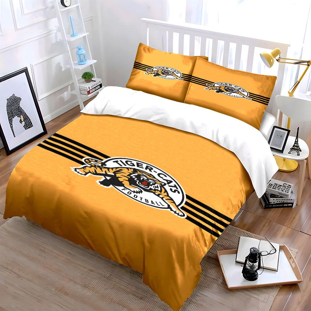 Tiger-Cats Football Logo Design Print Bedding Set Duvet Cover Pillowcases (1* Duvet Cover 2* Pillowcases Do Not Include Comforter)