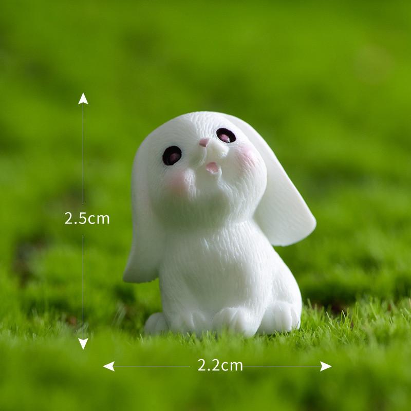 Cute Resin White Rabbit Ornament Enchanting Garden Miniature Decor Piece