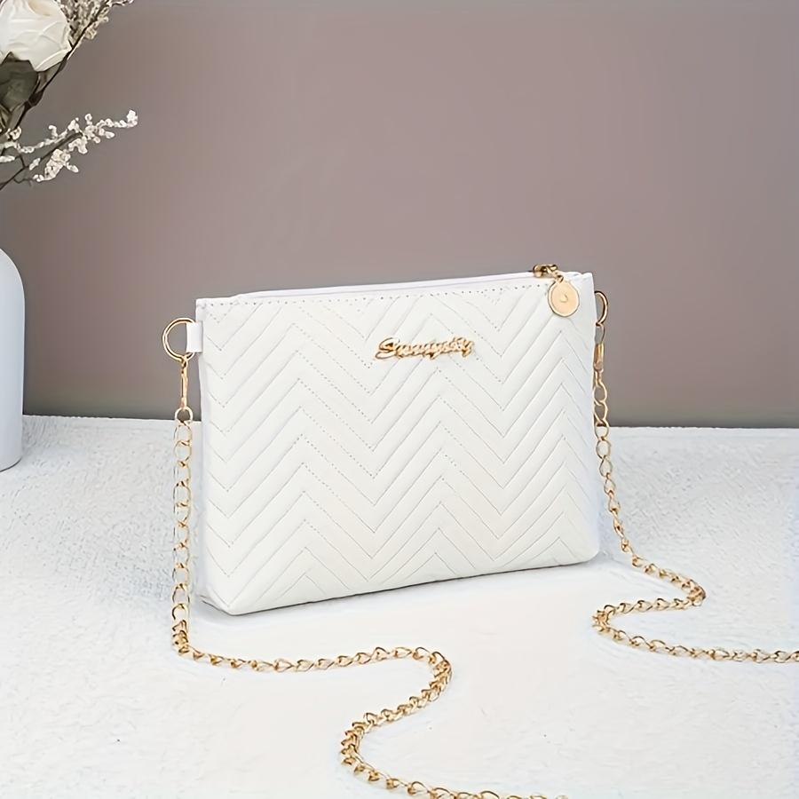 Женская стеганая сумка кроссбоди с шевронным узором, съемным ремешком-цепочкой и металлической молнией, косметичка для повседневного использования, универсальный дорожный кошелек