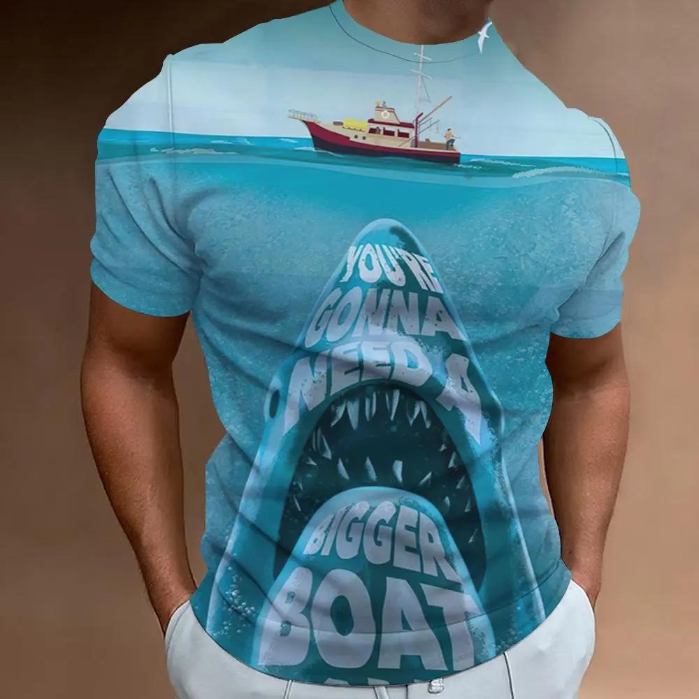 Повседневная футболка оверсайз с принтом акулы 3D Stampato Estate abbigliamento da uomo moda Street Trend Топ с круглым вырезом премиум-класса