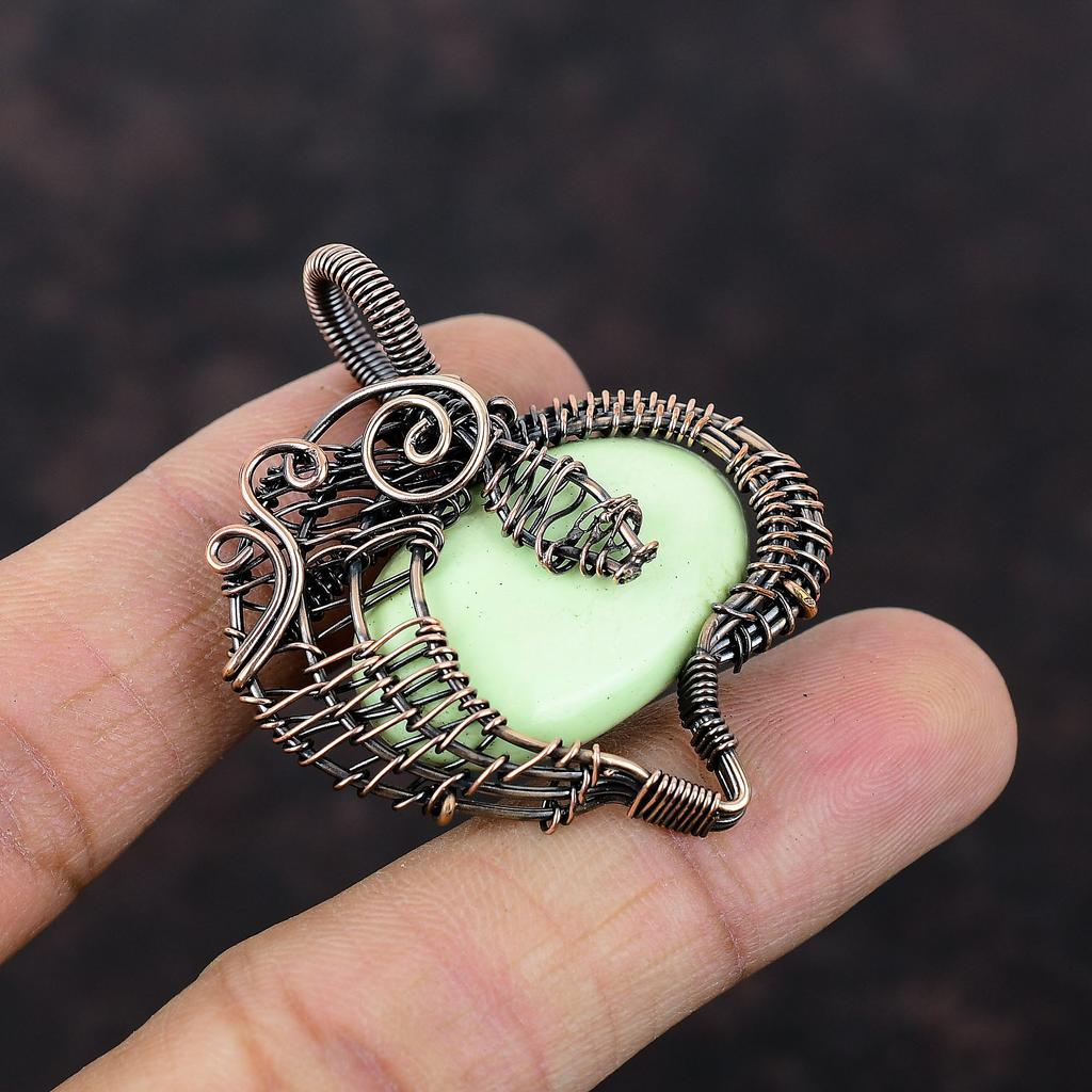 Подвеска из лимонного хризопраза, медная проволочная обертка, драгоценный камень, медные украшения, подвеска ручной работы, проволочная обертка, хризопраз, ювелирные изделия, подарок для мамы