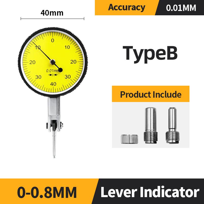 Индикатор циферблатный рычажный Kerseo 0-0,8 мм с измерительными зондами механический измерительный инструмент 0,01 мм индикаторы для проверки циферблата