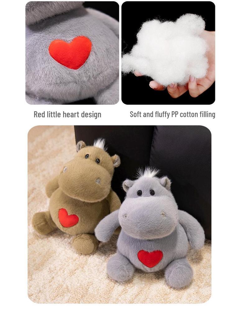Cute Heart Hippo Plush Toy - Children's Companion and Birthday Gift