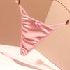 Luxury Satin Seamless Thongs: Sexy Low-Waist Pearl Bow Design with Pure Cotton Crotch