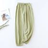 Japanese-style New Spring And Summer Women's Trousers 100% Cotton Crepe Cloth Large Size Color Tie Pants Casual Pants Home Pants