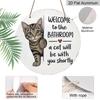 2D Flat Aluminum Retro Cat Welcome Sign for The Bathroom, Measuring 7.87 X 7.87 Inches. Perfect for Home Decor, Bedroom Decor, Gyms, Bars, and Other
