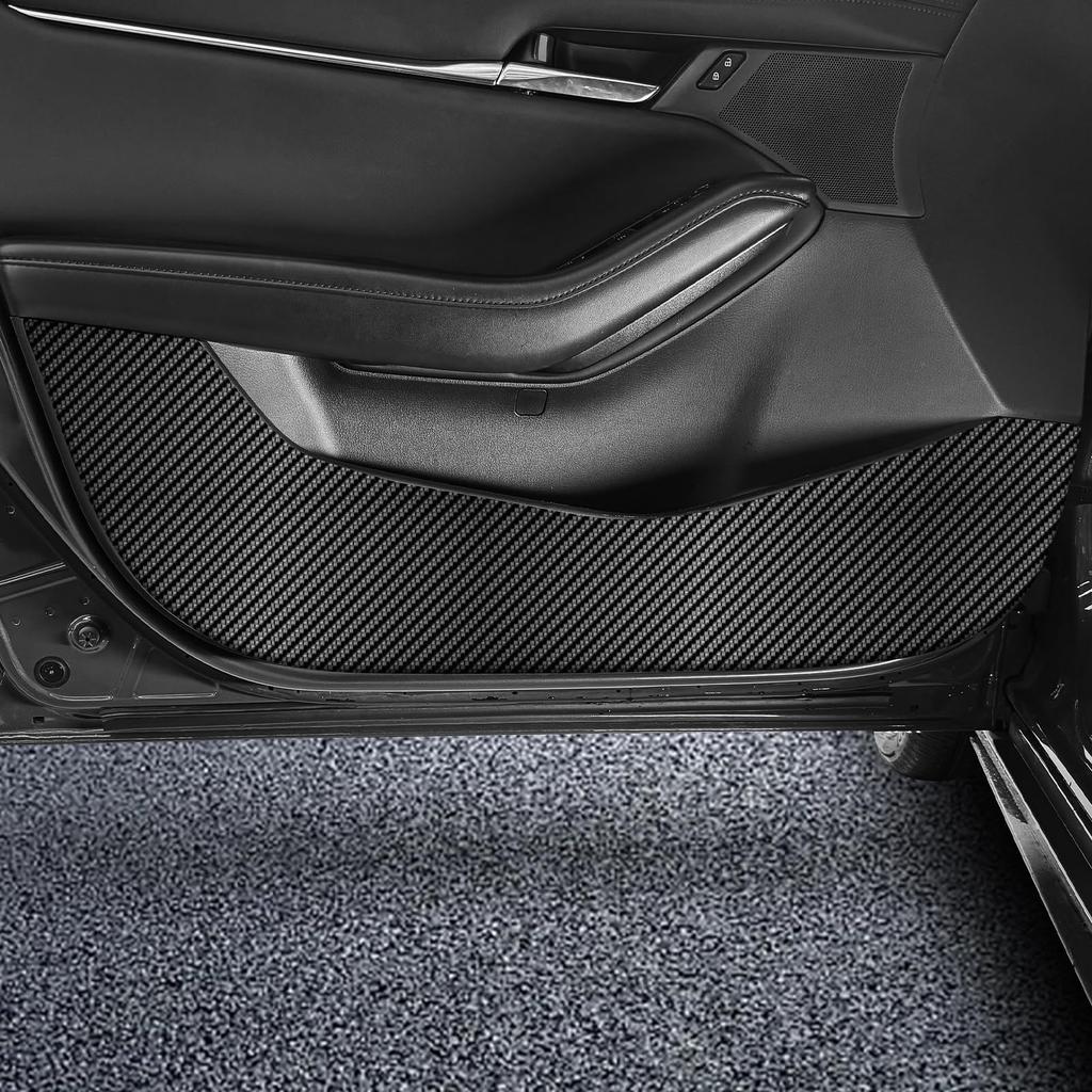 KUNGKIC Door Kick Guards for Mazda 3 BP Series Door Scratch and Stain Custom Interior Car Accessories Carbon Fiber (2019-2025), Protectors,