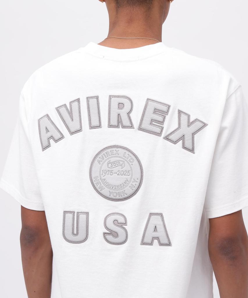 Юбилейная футболка-поло Avirex с кожаными нашивками, мужская, M, 030, белая, 783-5134013