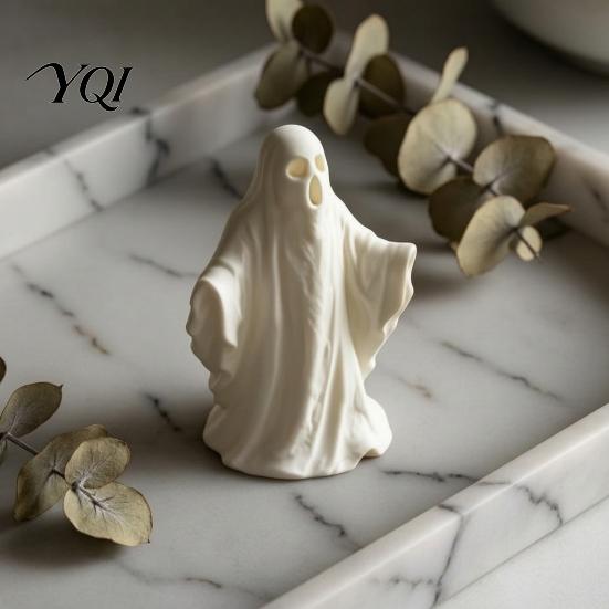Хэллоуин Декор для стола, 3D-печатная статуэтка призрака, Украшение, Забавная фигурка, Минималистичная скульптура модели со складчатым плащом для дома, Настольная подставка, Вечеринка