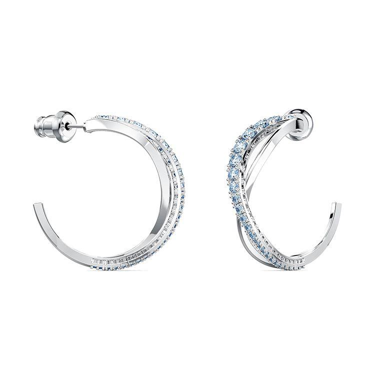Swarovski Серьги-гвоздики с родиевым покрытием, витые, женские, синие 5582807