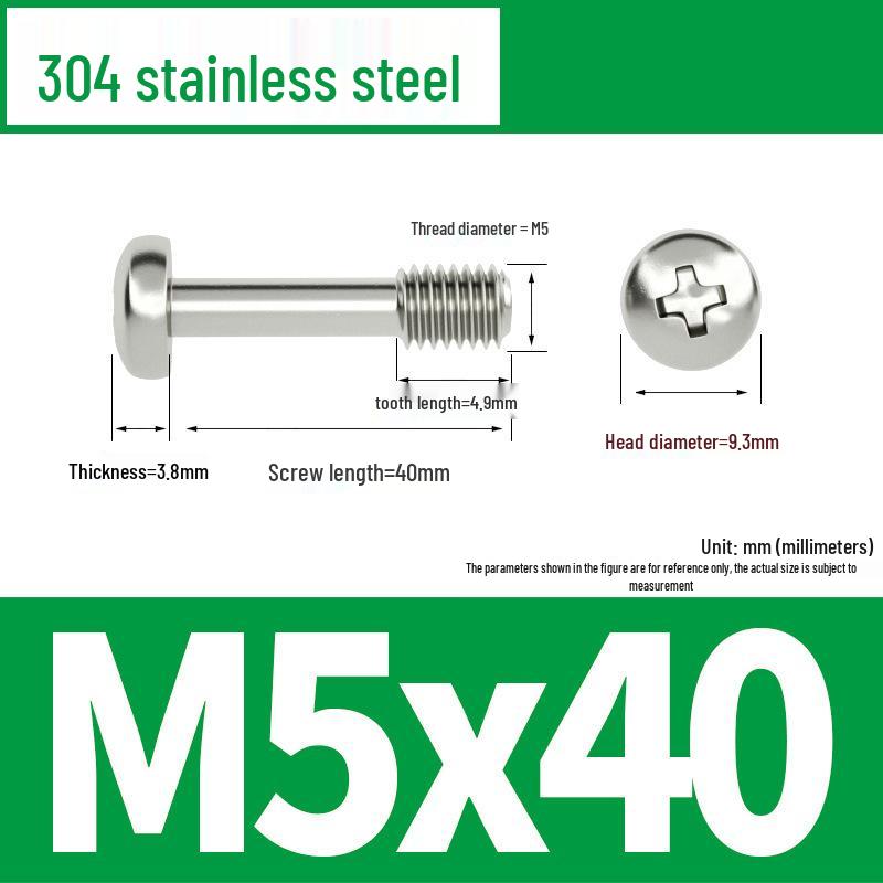 Yigu 304 Stainless Steel Phillips Round Head Captive Screws - M2/M3/M4 Half Thread Pan Head Machine Screws