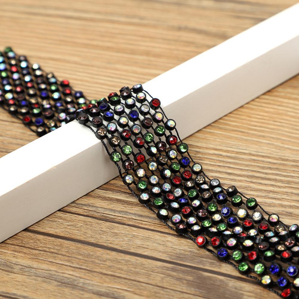 Exquisite 1.3M Long Bling Scarf Neckerchief Sparkling Luxury Shiny Rhinestones Tie Crystal Necktie Collar Jewelry Collar
