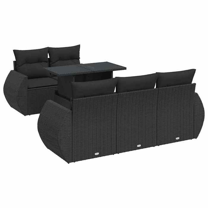 VidaXL Garden Lounge Set 6 Pcs with Cushions Black Wicker 3326566